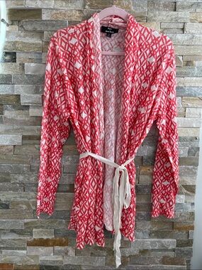 Dennis Basso Printed Belted Cardigan Sweater 🇨🇦